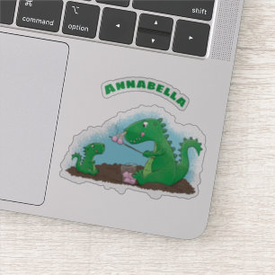 Niedliche Drachen braten Marshmallows Cartoon Aufkleber