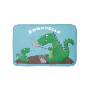Niedliche Drachen braten Marshmallows Cartoon Badematte