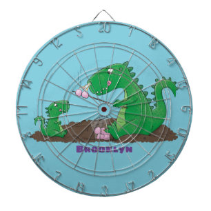 Niedliche Drachen braten Marshmallows Cartoon Dartscheibe