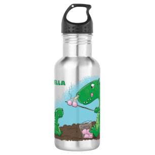 Niedliche Drachen braten Marshmallows Cartoon Edelstahlflasche