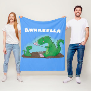Niedliche Drachen braten Marshmallows Cartoon Fleecedecke