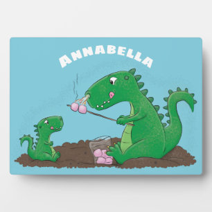 Niedliche Drachen braten Marshmallows Cartoon Fotoplatte