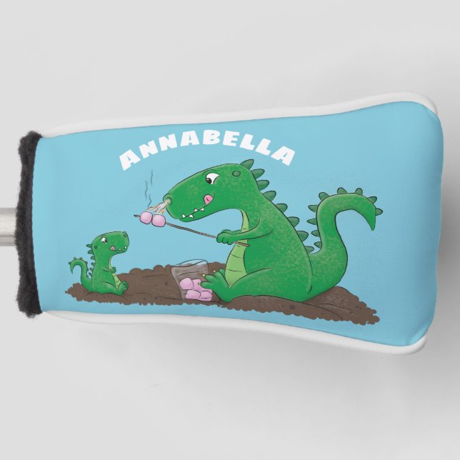 Niedliche Drachen braten Marshmallows Cartoon Golf Headcover (Vorderseite)