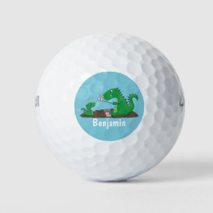 Niedliche Drachen braten Marshmallows Cartoon Golfball