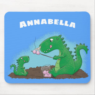 Niedliche Drachen braten Marshmallows Cartoon Mousepad