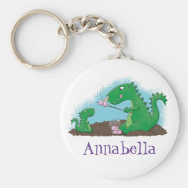 Niedliche Drachen braten Marshmallows Cartoon Schlüsselanhänger