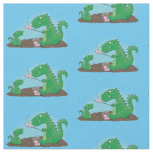 Niedliche Drachen braten Marshmallows Cartoon Stoff