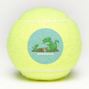 Niedliche Drachen braten Marshmallows Cartoon Tennisbälle