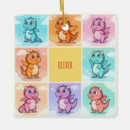 Niedliche Drachendoodles Keramikornament