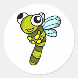 Niedliche Drachenfliege Fly Insect Geschenk Idee Runder Aufkleber