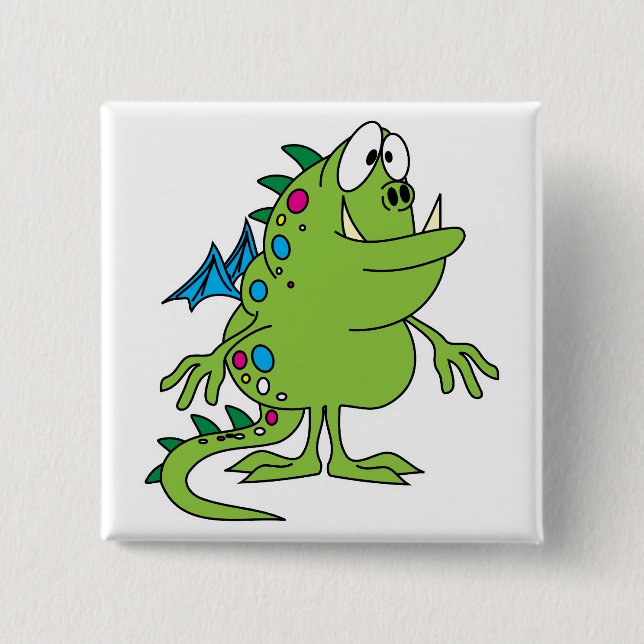 niedliche Drachenmonsterkreatur Button (Vorderseite)