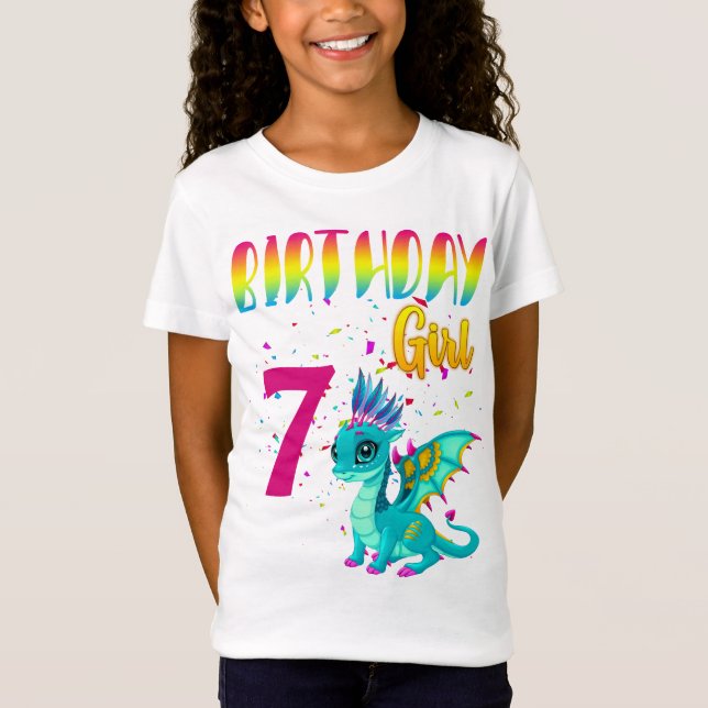 Niedliche Dragon Birthday Party T-Shirt (Vorderseite)