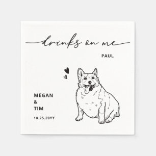 Niedliche Drinks auf Me Walish Corgi Dog Wedding Serviette