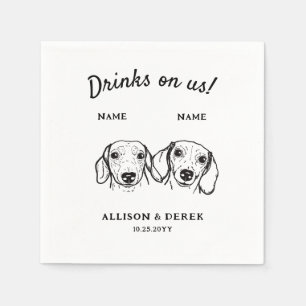 Niedliche Drinks auf unserer Dackel Hund Hochzeits Serviette