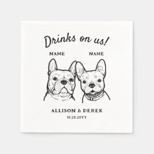 Niedliche Drinks bei 2 Hunden Hochzeitscocktail Serviette