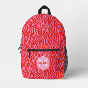 Niedliche Druckfarben und Rot-Zebra   MIT MONOGRAM Bedruckter Rucksack