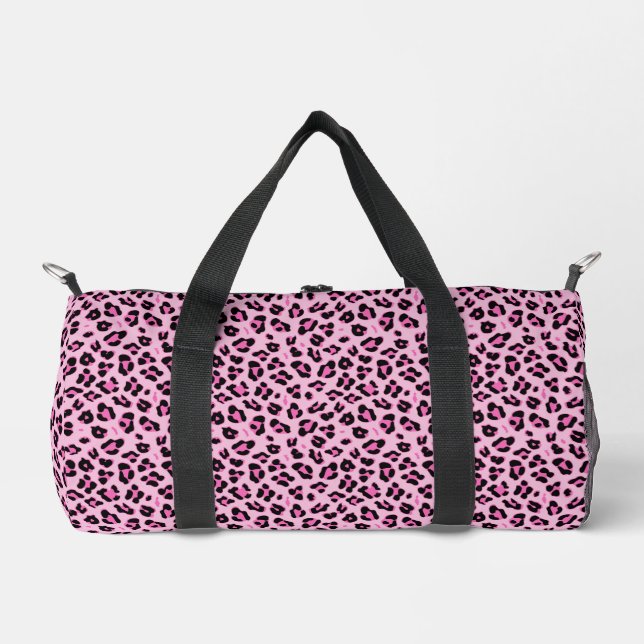 Niedliche Druckfarben und schwarzer Leopard Duffle Bag (Vorderseite)