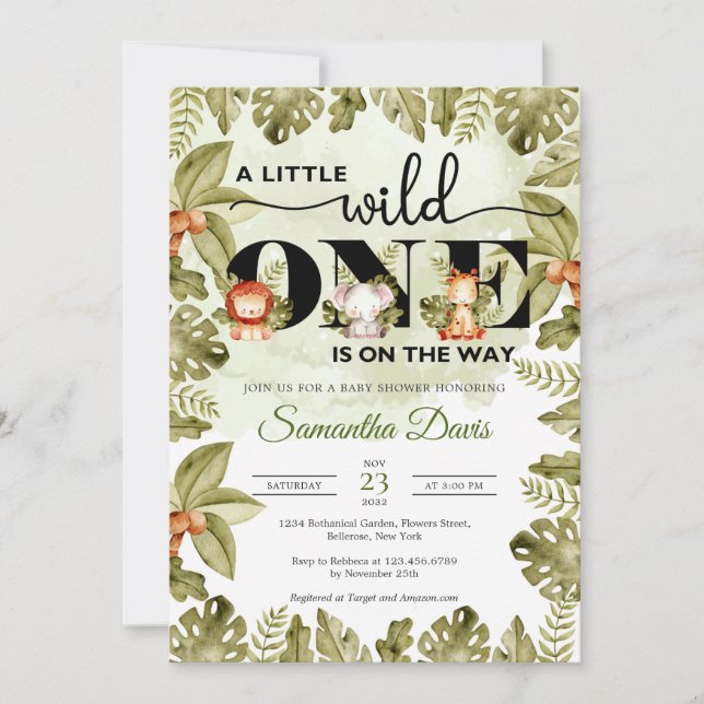 Niedliche Dschungelsafari  Einladung (Vorderseite)