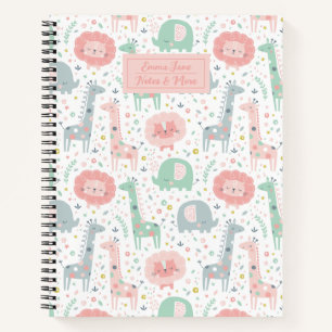 Niedliche Dschungeltiere auf weiß Notizbuch