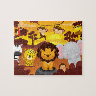 Niedliche Dschungeltiere Kinder Puzzle