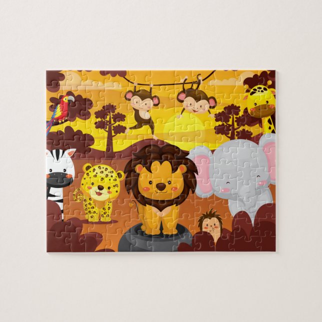 Niedliche Dschungeltiere Kinder Puzzle (Horizontal)
