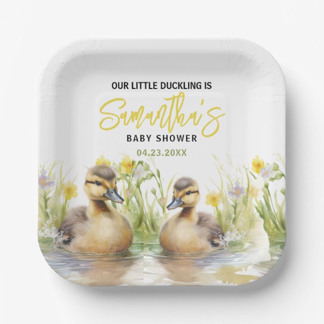 Niedliche Duck Babydusche Pappteller (Vorderseite)