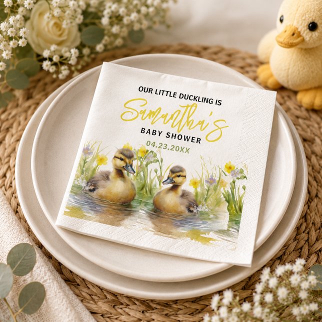 Niedliche Duck Babydusche Serviette (Cute Watercolor Duck Baby Boy Shower Napkins)