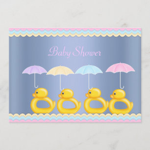 NIEDLICHE DUCKS BABY DUSCHE EINLADUNG BLAU 2