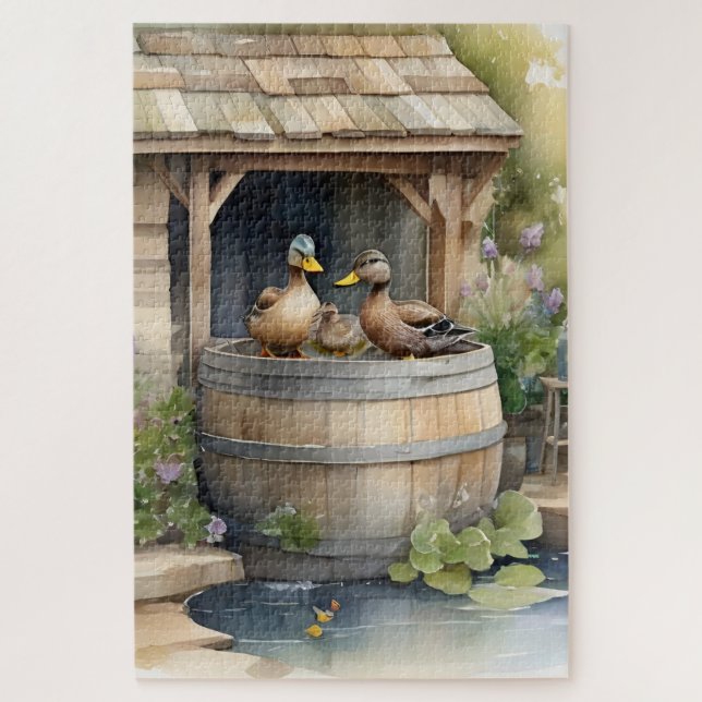 Niedliche Ducks mit Wasserfarbe Puzzle (Vertikal)