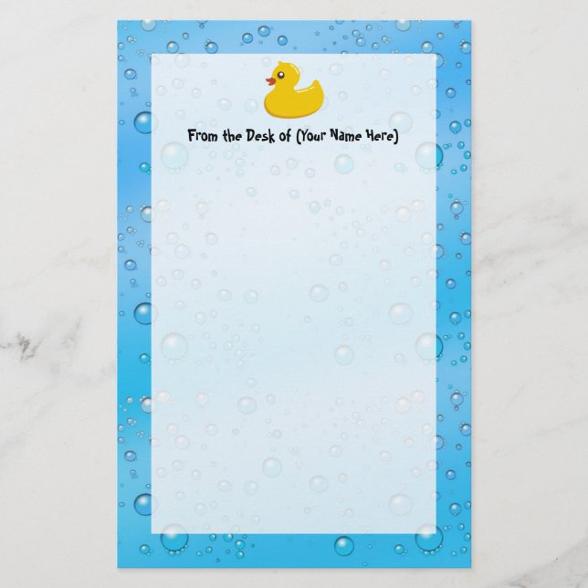Niedliche Ducky/blaue Gummiblasen Briefpapier (Vorderseite)