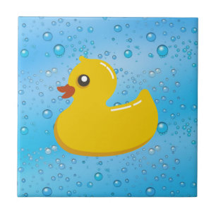 Niedliche Ducky/blaue Gummiblasen Fliese