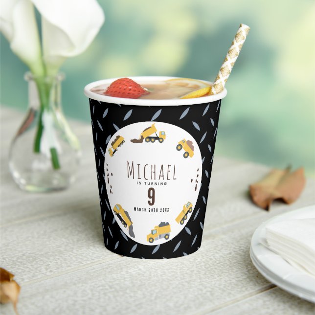 Niedliche Dump Trucks Bau-LKW Geburtstag Pappbecher (In Situ)