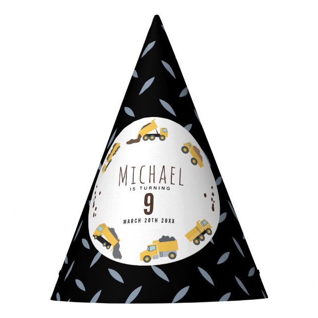 Niedliche Dump Trucks Bau-LKW Geburtstag Partyhütchen (Vorderseite)