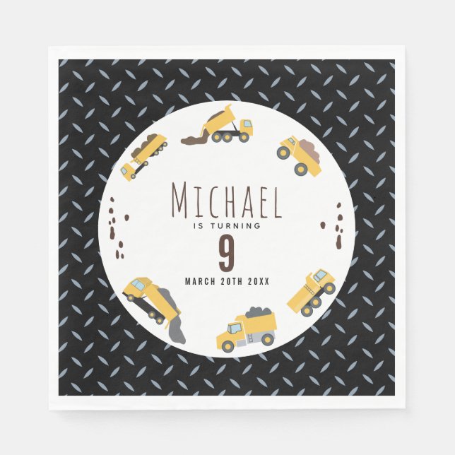Niedliche Dump Trucks Bau-LKW Geburtstag Serviette (Vorderseite)