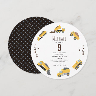 Niedliche Dump Trucks Baukastenwagen Geburtstag Einladung