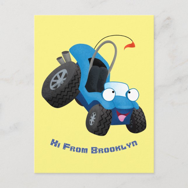 Niedliche Düne-Buggy des Cartoon Postkarte (Vorderseite)