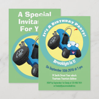 Niedliche Düne Buggy von Straßenfahrzeug Cartoon E Einladung