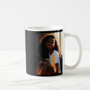 Niedliche dunkle Hautmädchen Lächeln Sticker Kaffeetasse