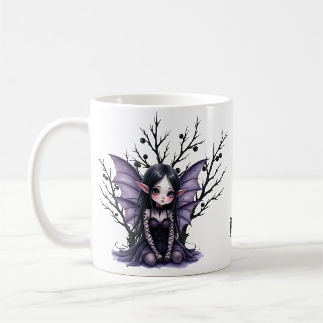 Niedliche dunkle Mähne mit Bat Wings Kaffeetasse (Links)