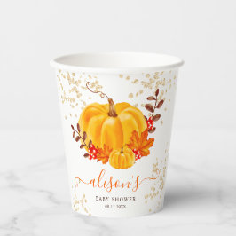 Niedliche Dusche aus Goldkürbis Pappbecher