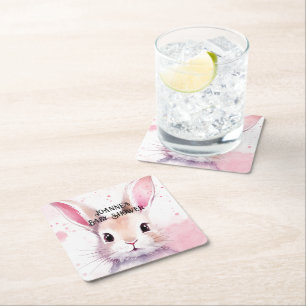 Niedliche Dusche in sonniger Farbe Rosa Babydusche Rechteckiger Pappuntersetzer