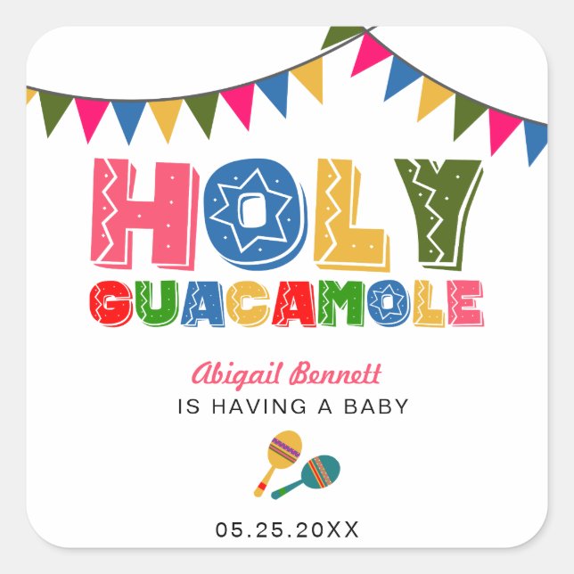 Niedliche Dusche von Guacamole Fiesta Baby Quadratischer Aufkleber (Vorderseite)