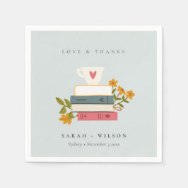 Niedliche dusky Blue Stack Storybooks Floral Weddi Serviette