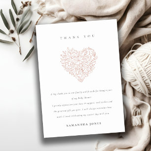 Niedliche Dusky Blush Blues Heart Baby Dusche Dankeskarte