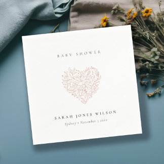 Niedliche Dusky Blush Blues Heart Baby Dusche Serviette