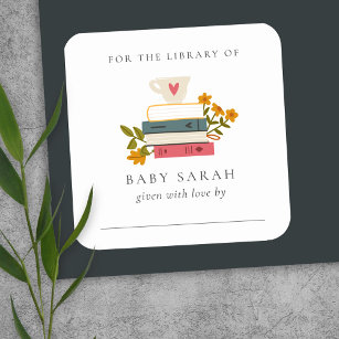 Niedliche Dusky Storybooks Floral Baby Library Quadratischer Aufkleber