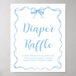 Niedliche Dusty Blue Bow Boy Baby Dusche Windeln W Poster