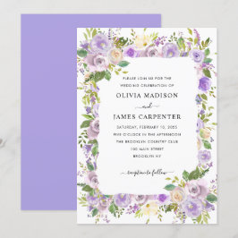 Niedliche Dusty Lila Lavendel Grüne Blumenzwiese Einladung