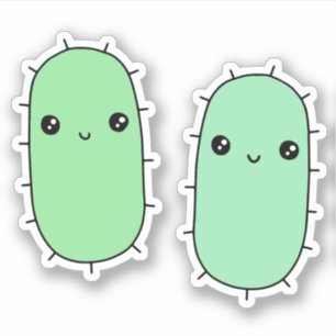 Niedliche E. coli Bakterien - Kawaii-Mikrobe-Carto Aufkleber