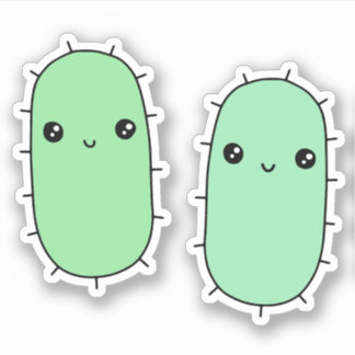 Niedliche E. coli Bakterien - Kawaii-Mikrobe-Carto Aufkleber